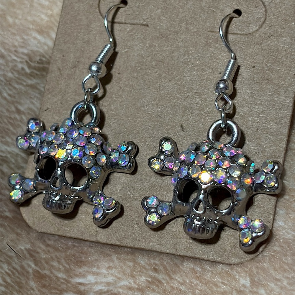 Skull and Crossbones Rhinestone Earrings